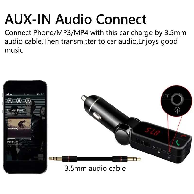 Car Kit Handsfree Aux Audio PC Smart Model Support Charging Phone USB Flash Drive Car Charger China FM Transmitter Modulator Car MP3 Player